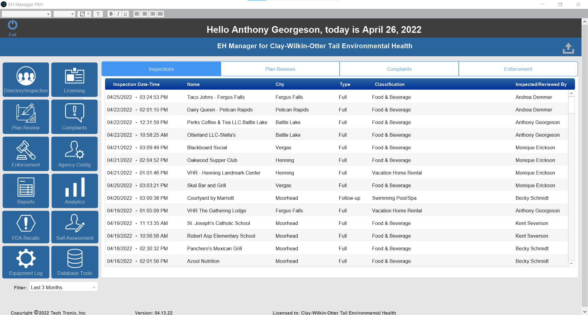 screenshot of EH Manager